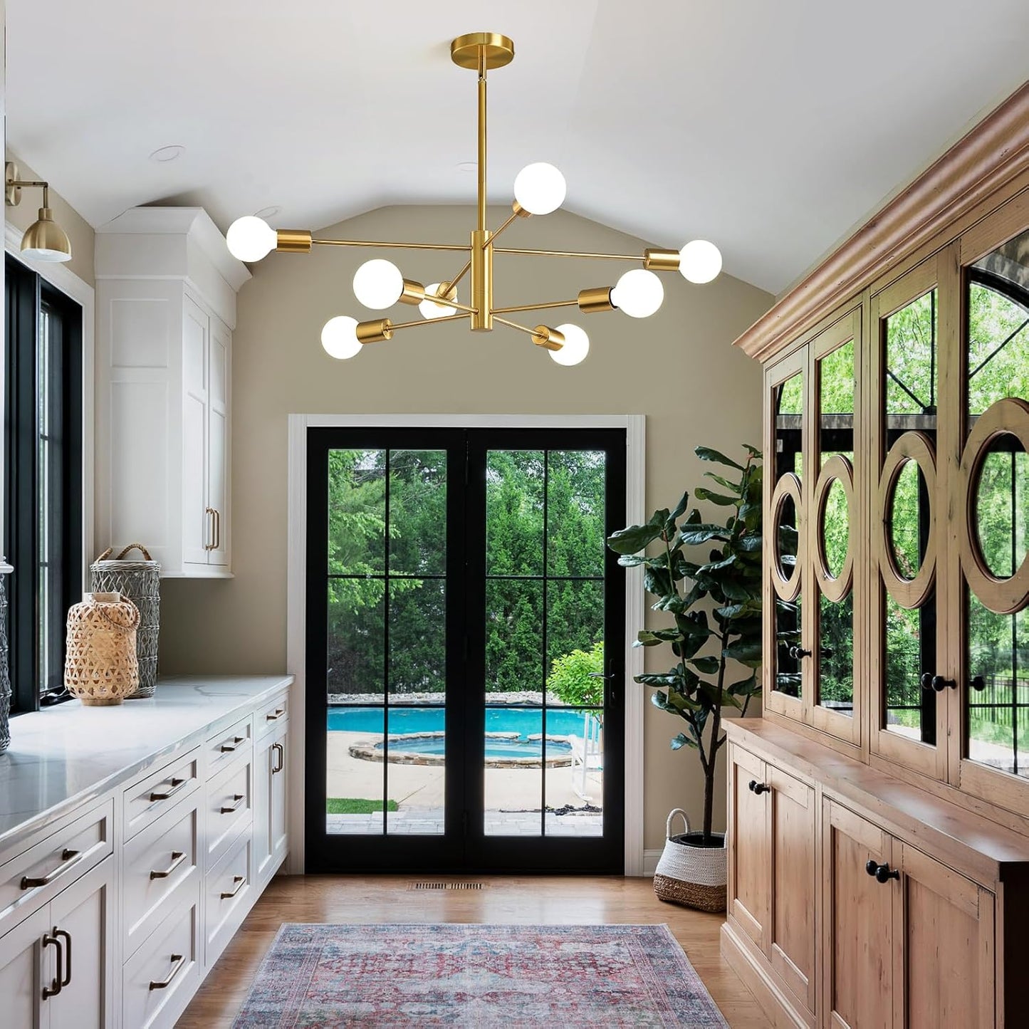 8-Light Gold Sputnik Chandelier - Modern Adjustable Ceiling Light for Dining Room, Kitchen & Foyer