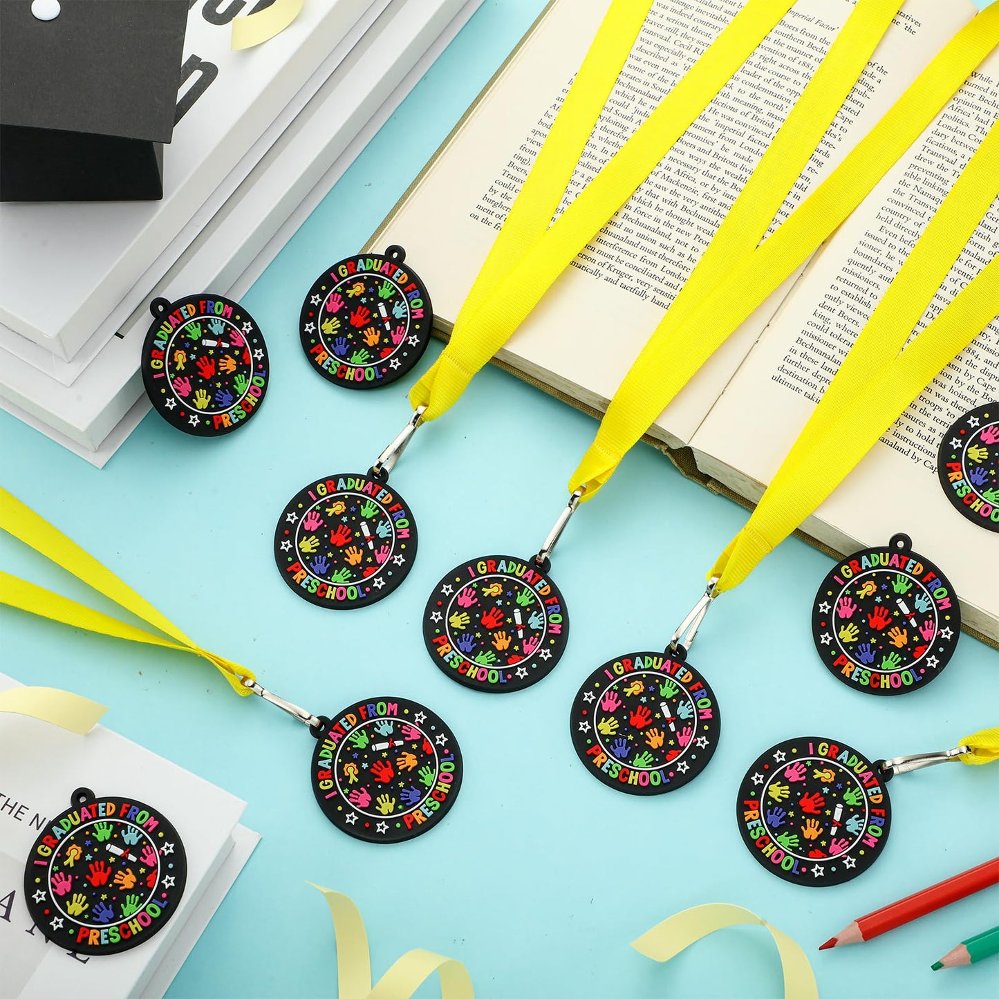 Blueweenly 48 Pcs Graduation Medal for Kids Award Medals with Neck Ribbon Graduation Gifts Bulk for Students Party Favors Supplies - 2 Inch(Preschool)