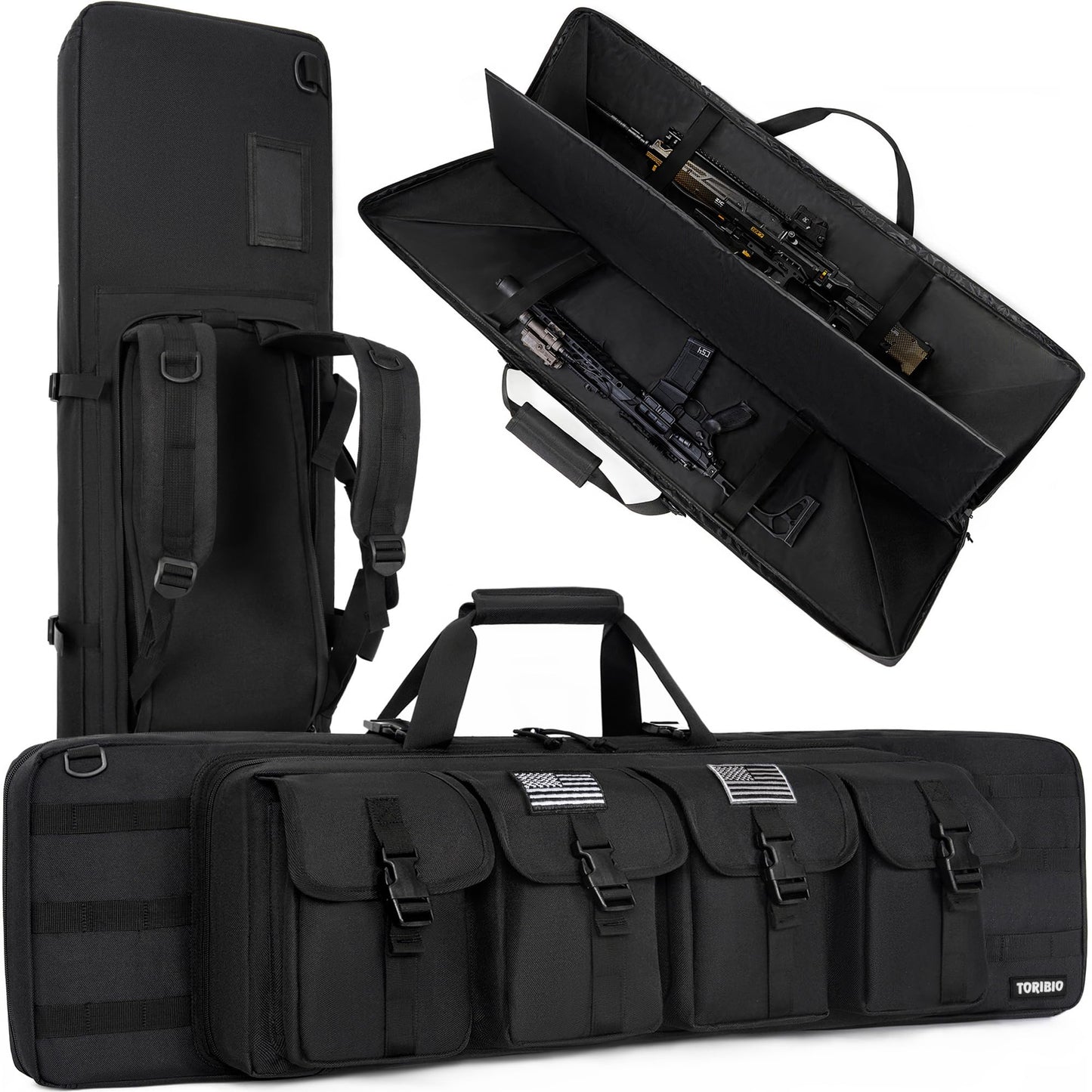 TORIBIO Double Rifle Case Gun Bag 30/34/36/42/46/48/51/55"-48" x 12" Black