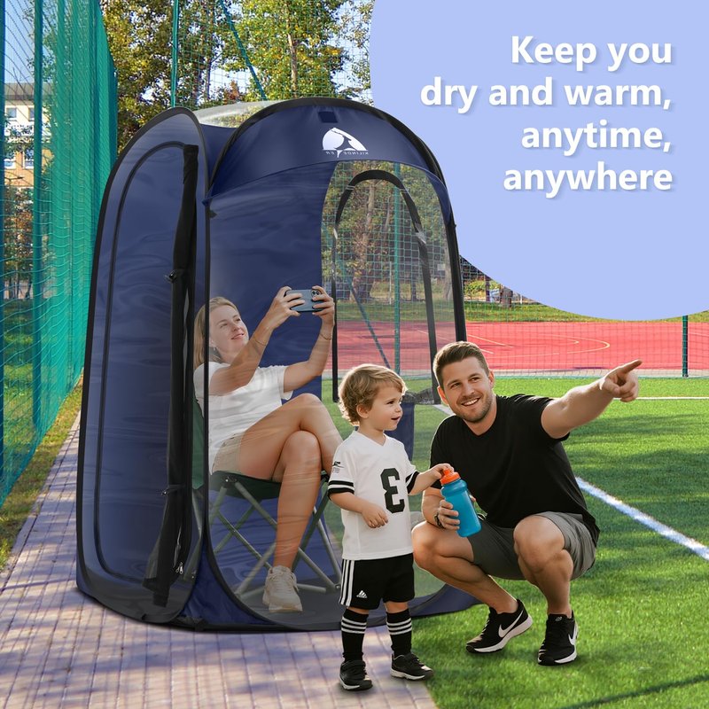 Sports Pod, Kilindeer Pop Up Weather Tent for 1 Person – Portable All-Weather Shelter with Clear TPU Panels, Instant Setup for Outdoor Events, Camping, Hiking, Wind & Rain Protection (Black)
