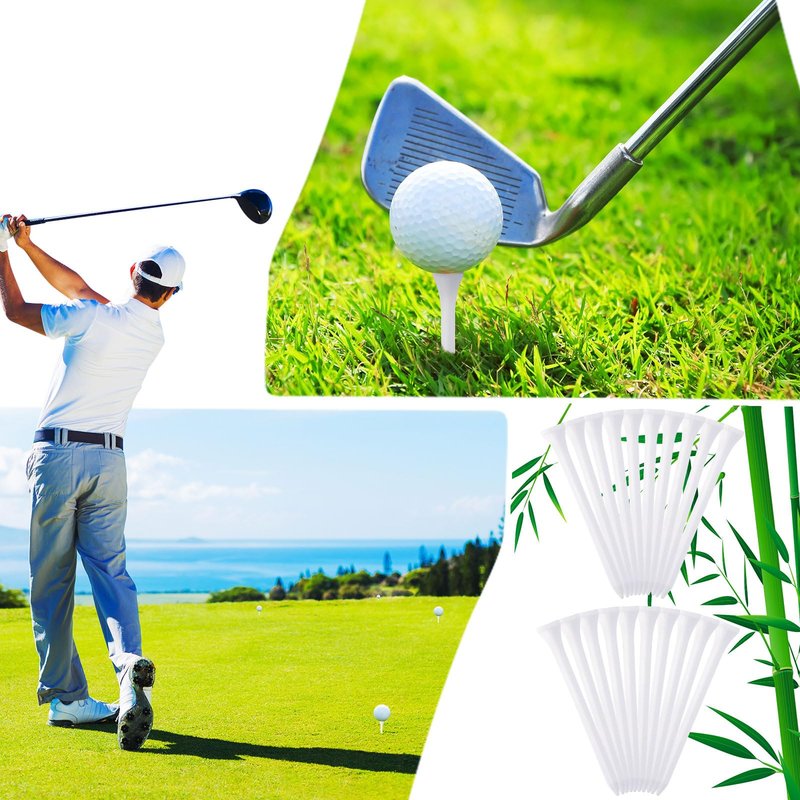 Mudder 2000 Pcs Bamboo Golf Tees Bulk Professional Golf Tees Reduce Friction Side Spin for Club Men Women Kids Accessories (3-1/4 Inch,White)