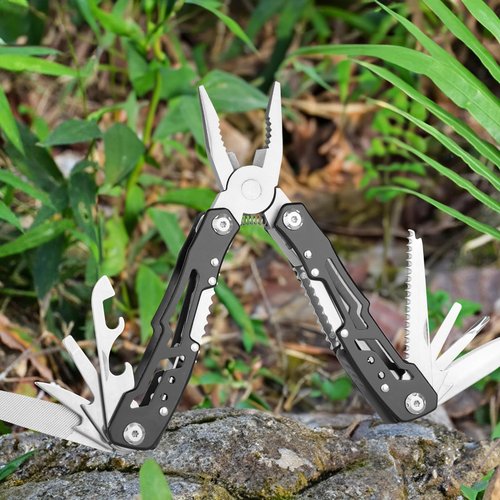 HSWGHWX 14-in-1 Tactical Multi-Tool with Locking Mechanism & Folding Shovel - Survival Gear for Camping, Snow, Hiking, Hunting, Emergency Readiness (14-1Multi-Tool)