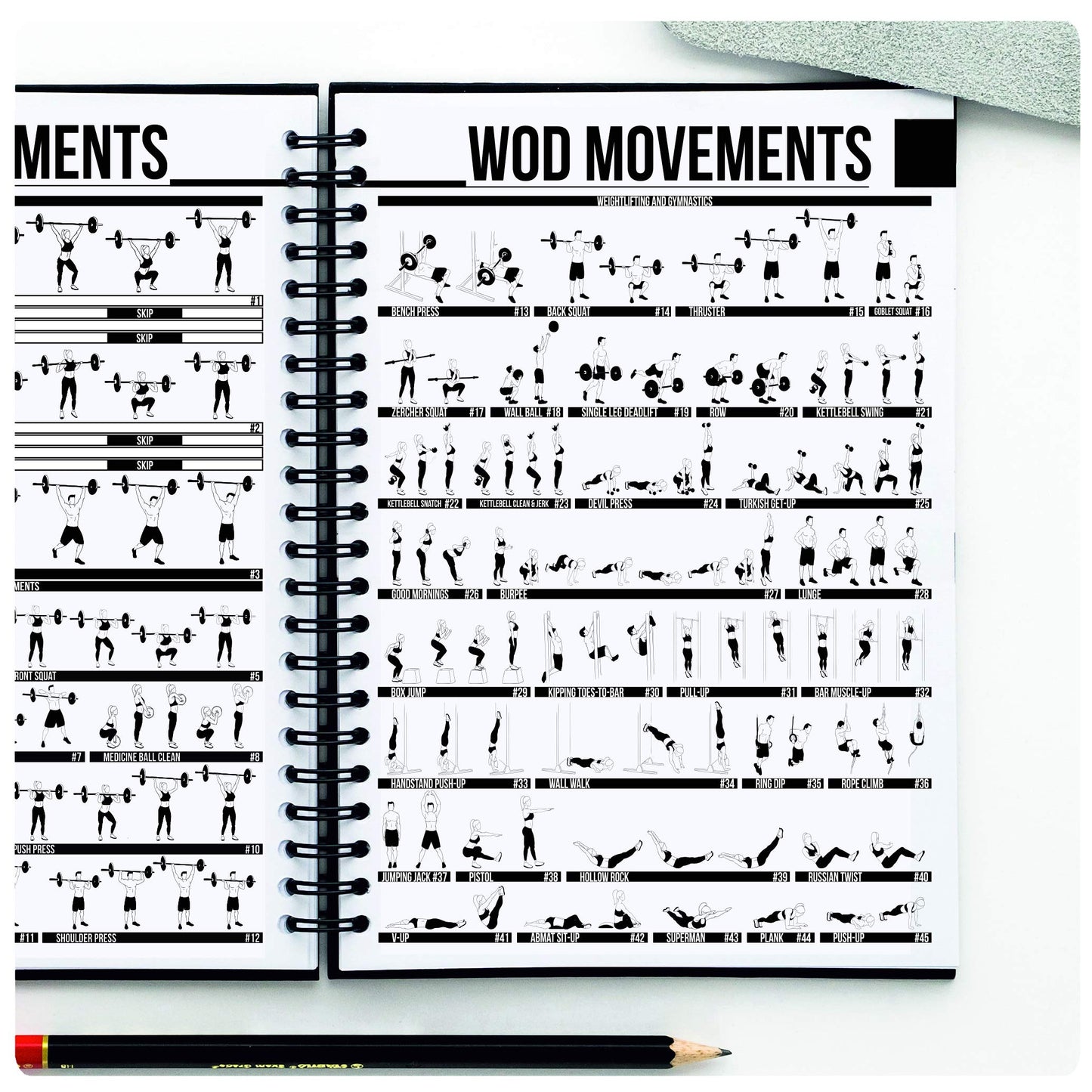 WODBOOK Cross Training Workout Journal - Hard Cover Exercise Planner - Cross Training Tracking Diary - WOD Logbook - 140 Pages (Track 200 WODs + 130 Benchmarks + Personal Records)