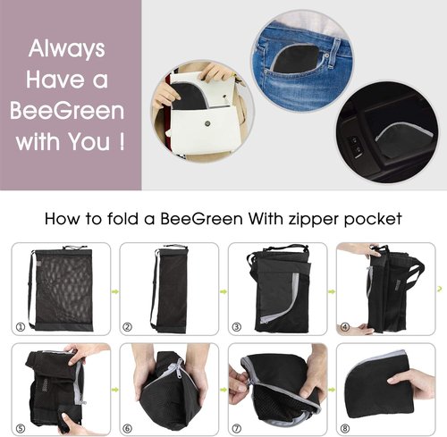 BeeGreen Mesh Drawstring Bag - Versatile Swim Backpack for Beach, Pool & Gym | Black Cinch Bag