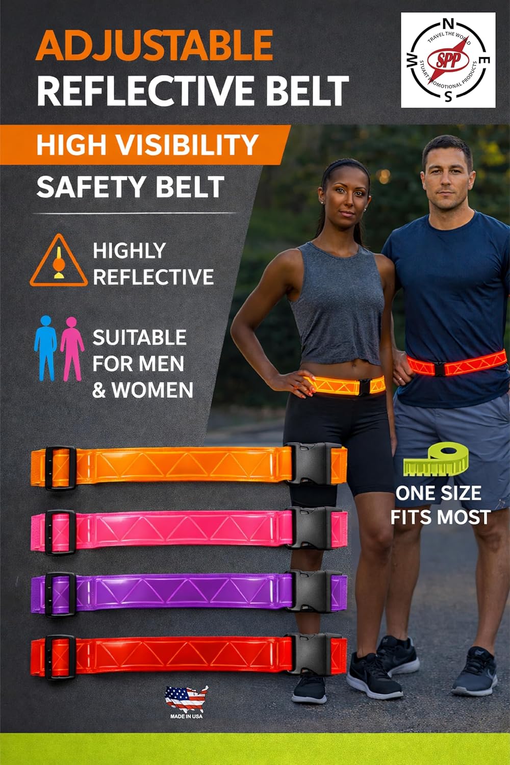 Skiennix Reflective Running Belt - High Visibility Safety Gear for Running, Walking & Cycling