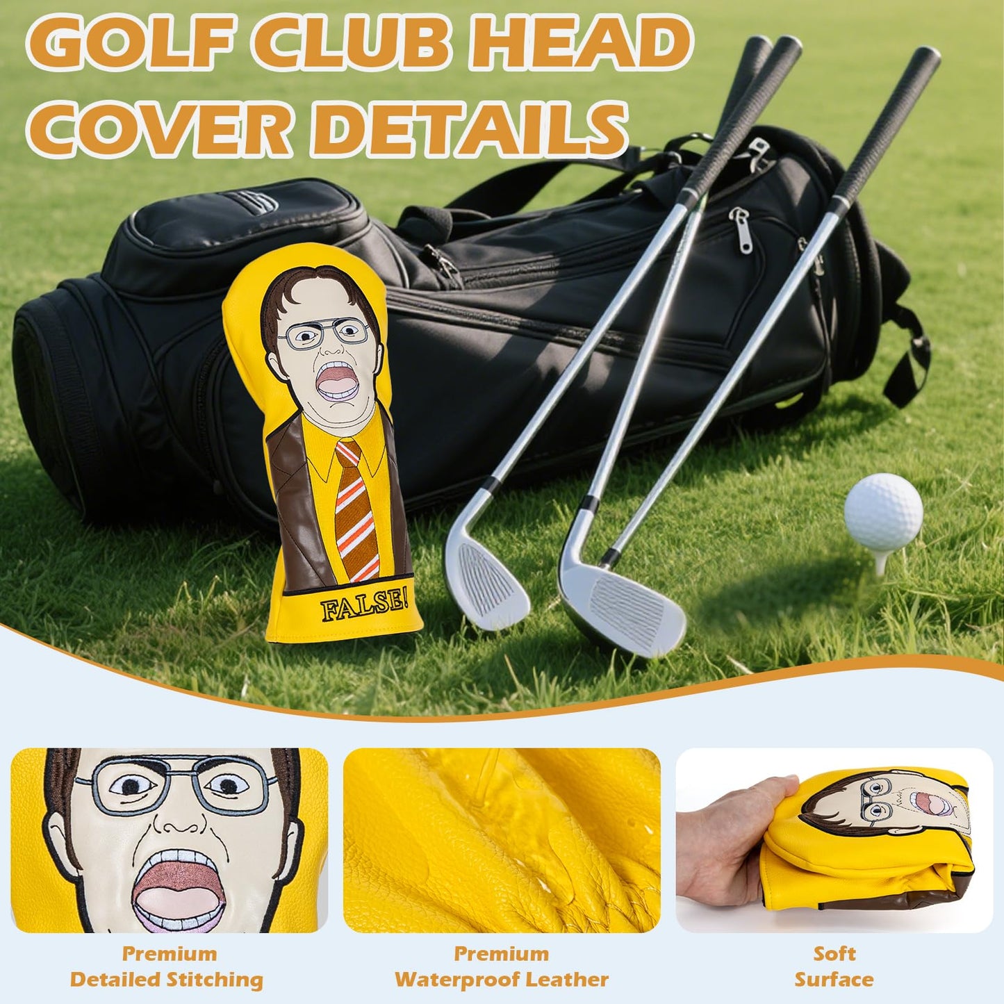 The Office TV Show Merchandise Golf Club Driver Headcover (6"x13") - Funny Assistant to the Regional Manager Dwight Design - Vegan Leather & Plush Lining - Unique Golf Gifts for Men, Dad, Boss