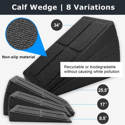 BAM Athletica 5in1 TherapyFlex Pro Slant Board for Calf Stretching, Exercise & Physical Therapy | Adjustable Calf Stretcher Wooden Velour Board for Calf Stretching, Ankles & Exercise
