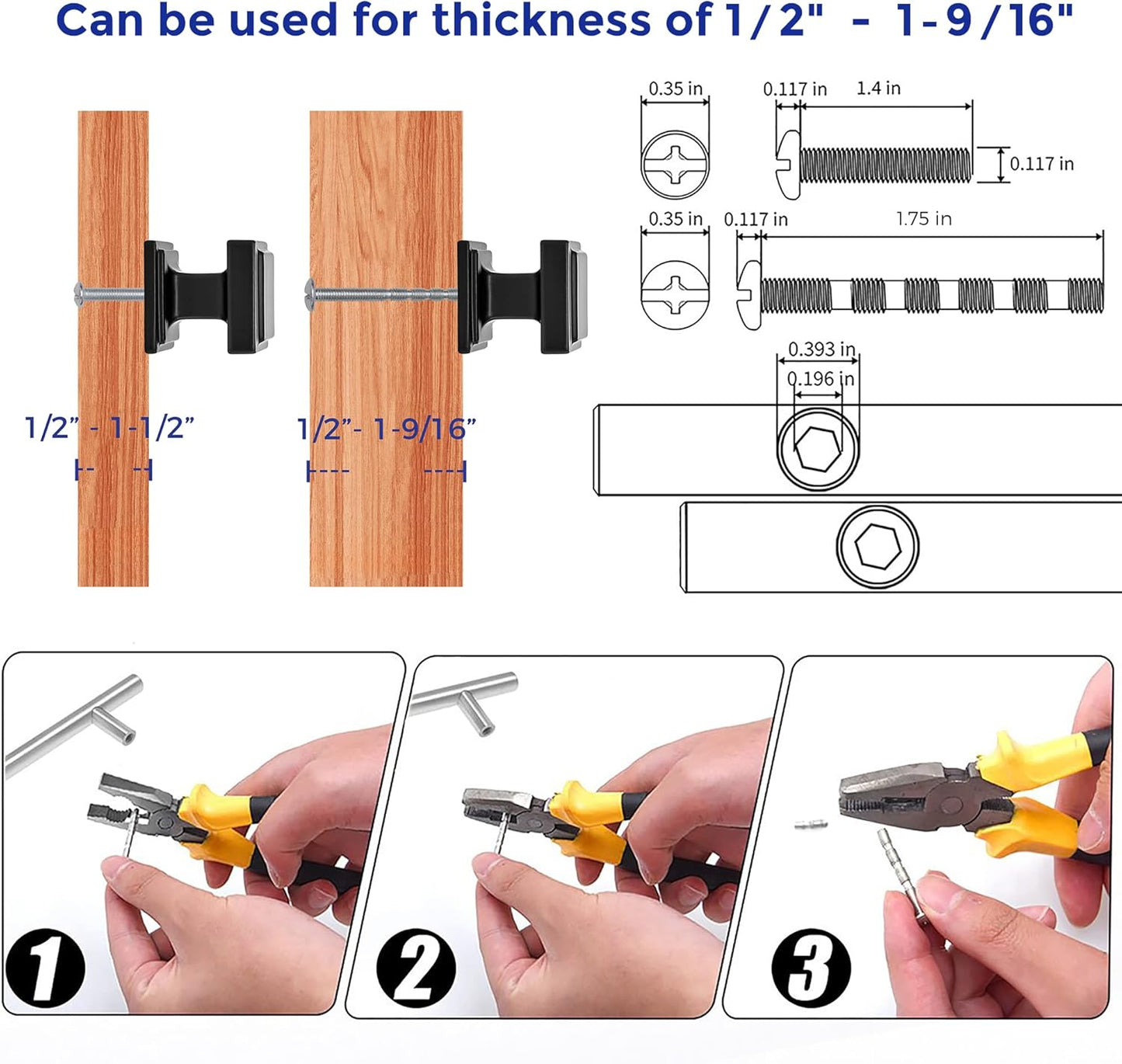 30 Pack Matte Black Square Kitchen Cabinet Knobs - Modern Zinc Drawer Pulls & Handles