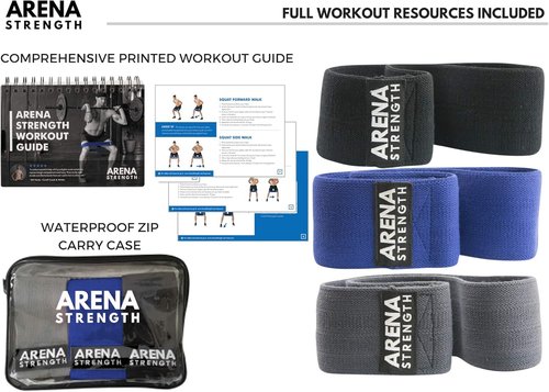 Arena Strength Fabric Booty Bands - Premium Resistance Bands for Legs and Butt | Includes Workout Guide & Carry Case