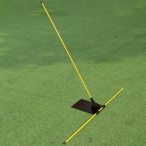 Amy Sport Golf Practice Plate with 180° Adjustable Guide, Durable Metal Plane Trainer Aid for Aiming Putting Swing & Golf Teaching, Stable Training Aid Alignment Stick Base for All Levels (Dark Black)
