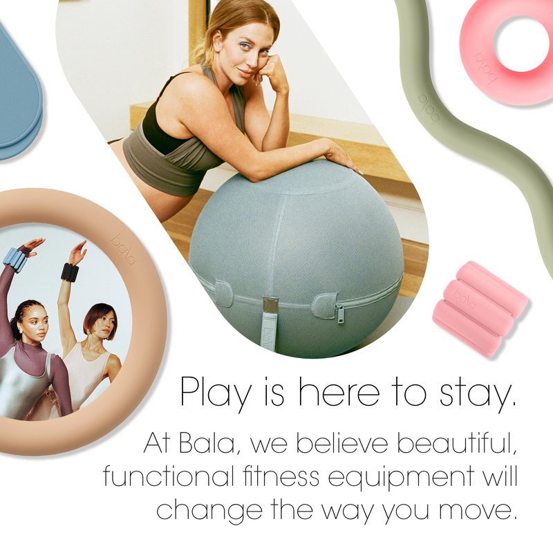 Bala Balance Ball - Exercise Ball Chair for Yoga, Pilates, Barre, Core Strengthening & Physical Therapy - Women's Gym Equipment & Workout Accessories - Blush