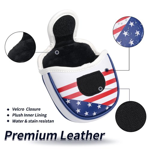 Mile High Life | US States Flag Mallet Putter Cover | Synthetic Leather Golf Head Covers | America Flag Putter Headcover compatible with Odyssey/Taylormade/Scotty Cameron Putters (Michigan )