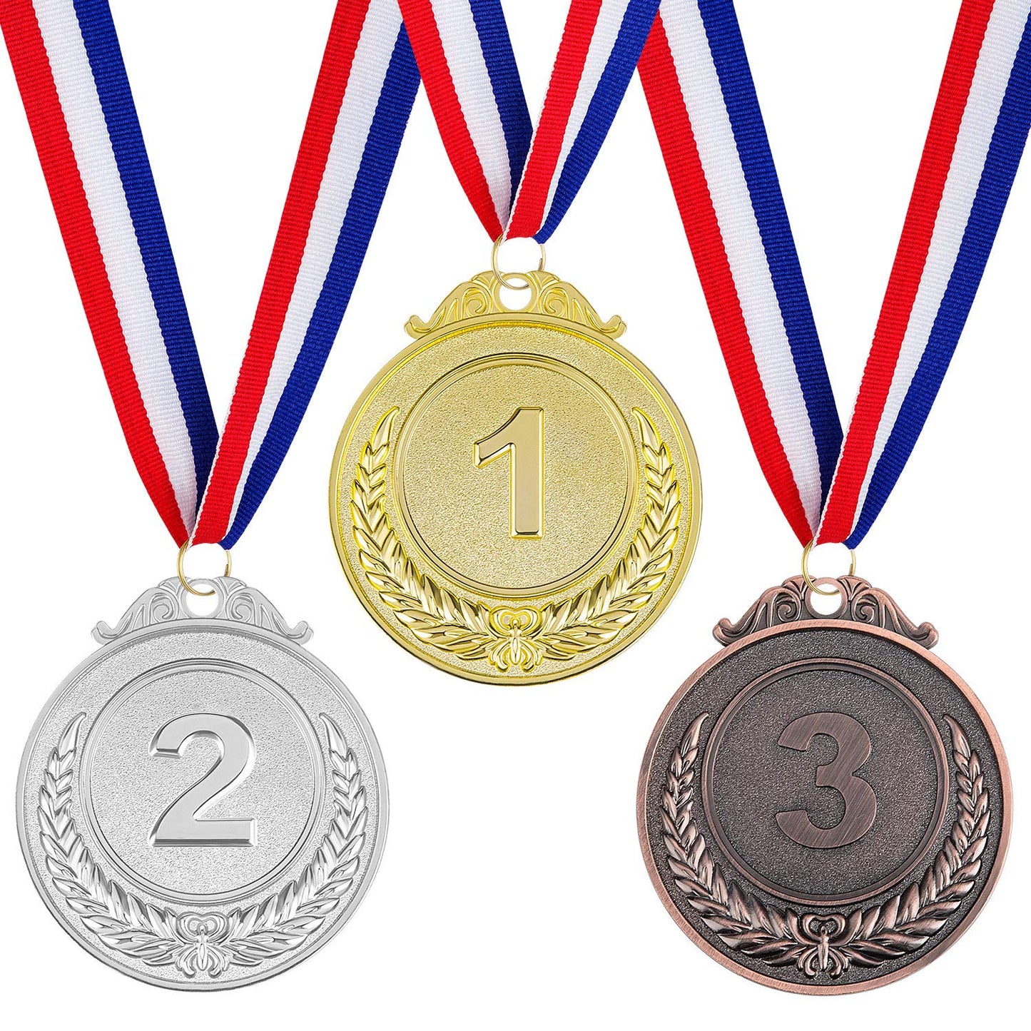 Awpeye 30 Pieces Award Medals 1st 2nd 3rd (Gold, Silver, Bronze) Metal Style Winner with Neck Ribbon, 2 Inches