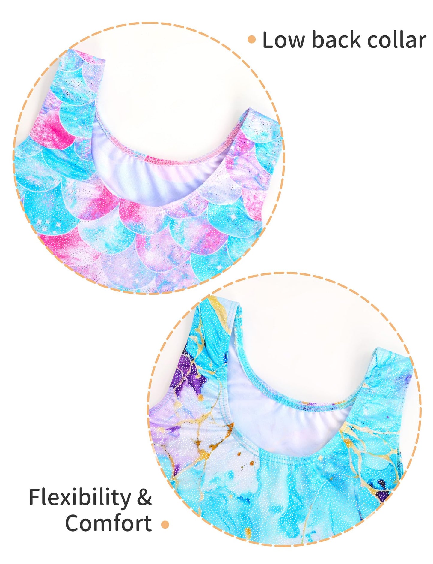 Nokecina Girls Gymnastics Leotards Size 6-7 Years Old 2 Pack Green Purple Biketards Kids Gym Outfits