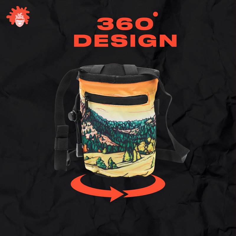 GNARLY DOOD Flat Irons Rock Climbing Chalk Bag | for Outdoor, Gym, & Bouldering | Adjustable Waist Belt, Durable Drawstring Closure, & Zippered Pocket