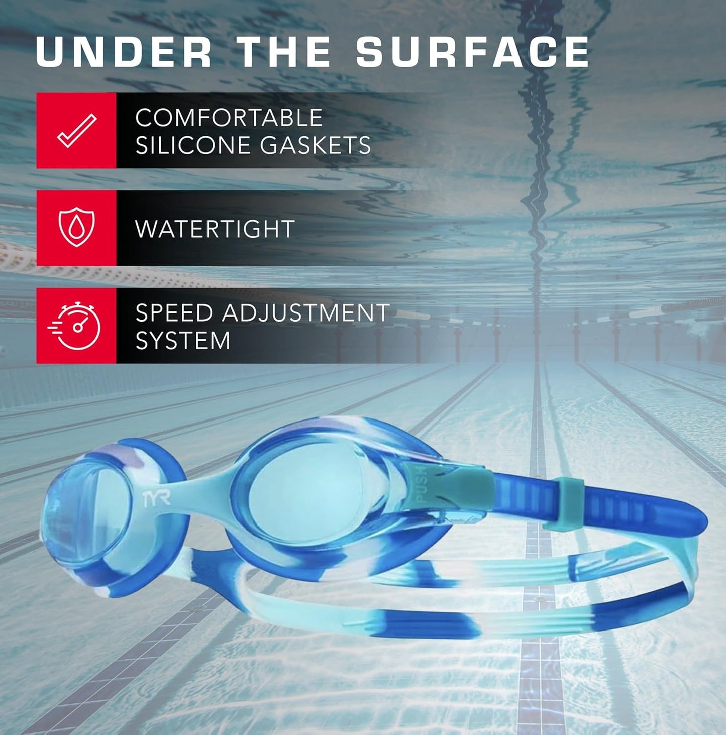 TYR Swimple Swim Goggles for Kids - Stylish Tie-Dye Design | Comfortable & Secure Fit