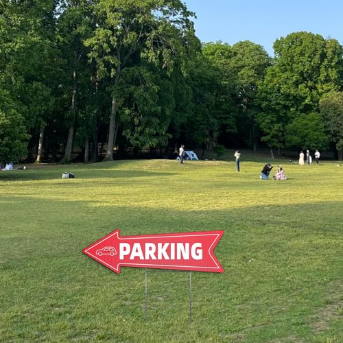 Directional Parking Signs by [Brand Name] - 10 Pack Large 23 x 7.2 Inch Durable Red & White Yard Signs with Arrows
