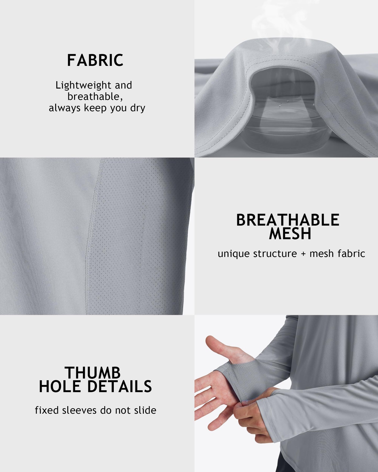 Roadbox Men's UPF 50+ Hooded Fishing Shirts Long Sleeve Sun Protection Hoodie, Hiking Running Swimming Rash Guard with Mask