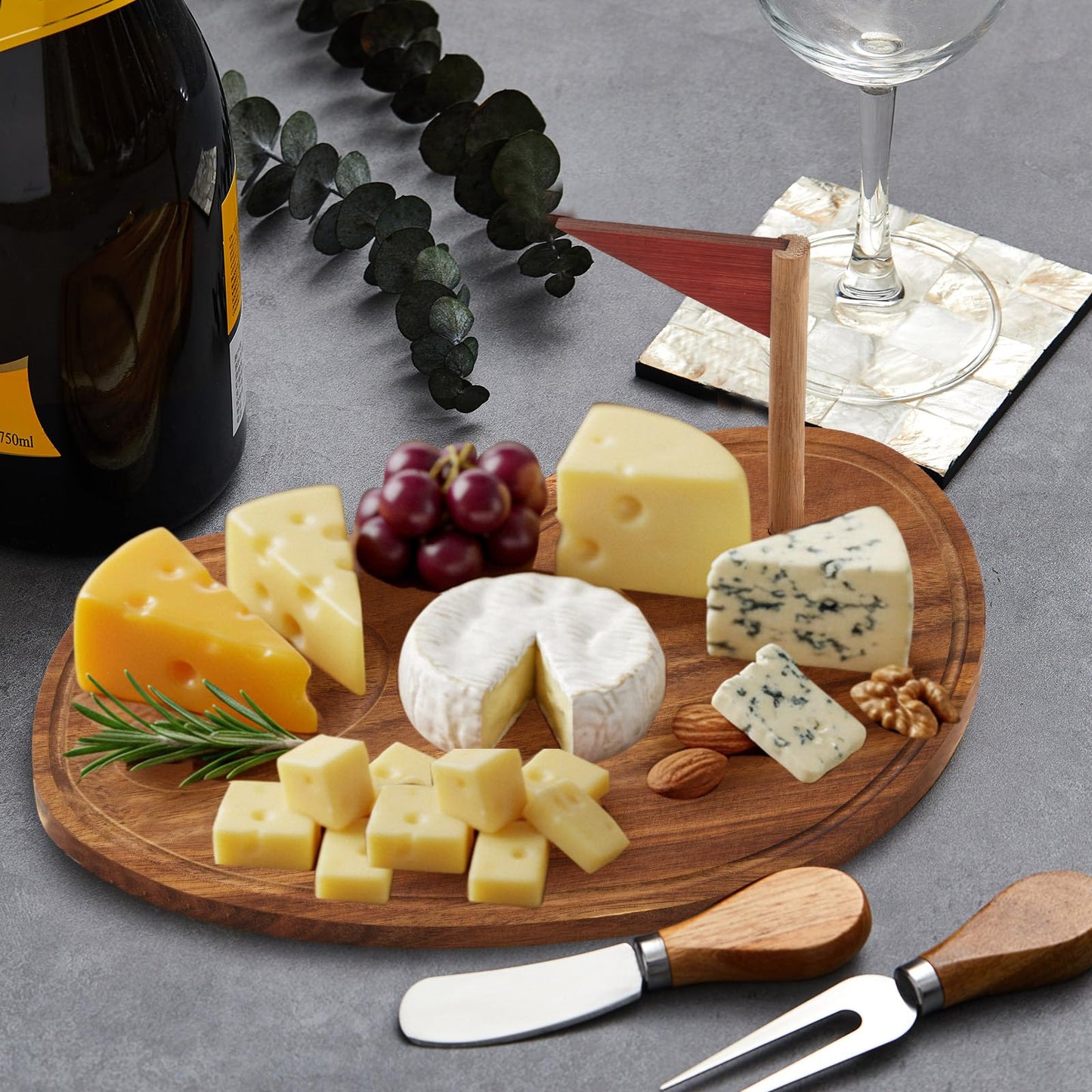 Ziliny Golf Cheese Board Gift Set Father Day Gift for Dad Party Favor Prizes Charcuterie Wood Board with Knives and Box for Party Tournament Birthday Game Game(9.8" x 7.7", Acacia Color)