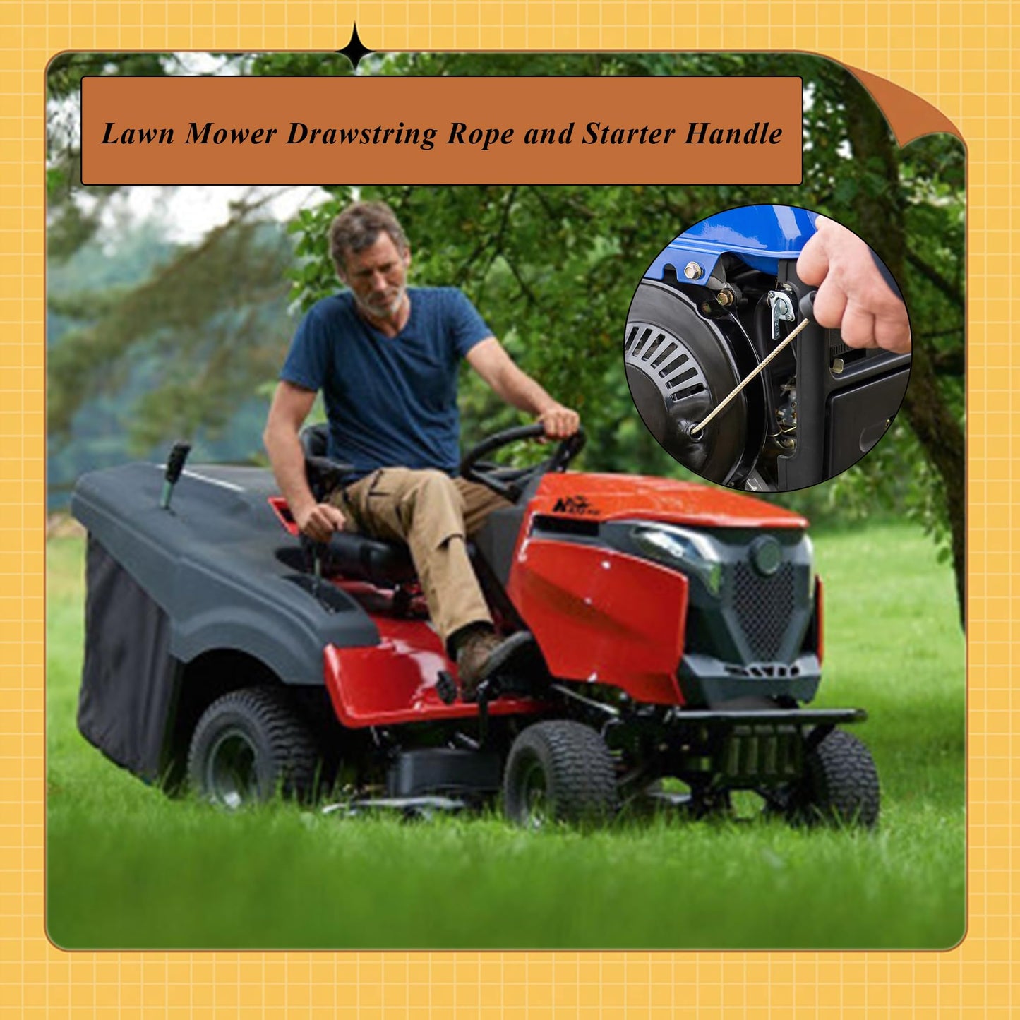 2 Sets Garage Door Emergency Release Pull Cord with Handle, Attic Door Pull Down Cord Handle Rope Garage Opener 5mm Pull Cord 3.9 ft Long with Recoil Starter Handle,Style A,Red Spot&Black,LXLVOUEG