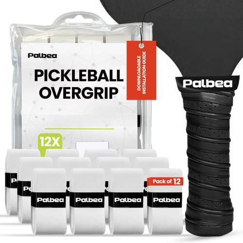 Palbea Pickleball OverGrip Tape - Pack of 12 - Extra Tacky White Pickleball Grip Tape - High Sweat Absorption & Non-Slip Soft Touch. Accessories Designed to Enhance Your Pickleball Paddle Grip Tape.
