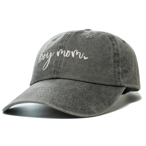 Boy Mom Gifts, Boy Mom Hat for Women, Birthday Mothers Day for Boys Mama Gift Ideas, Adjustable Washed Cotton Embroidered New Boys Moms Baseball Caps Dark Grey