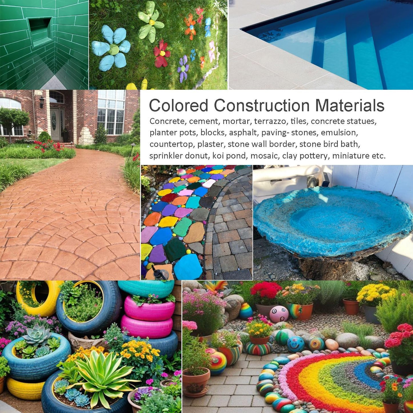 Huixiang Green 7oz 0.44lb Iron Oxide Pigment Powder-Concrete Cement Dye Powder for Concrete, Cement, Brick, Tile, Clay, Lime, Mortar, Grout, Plaster, Paint, Bath Bombs Coloring(Green,0.44lb)