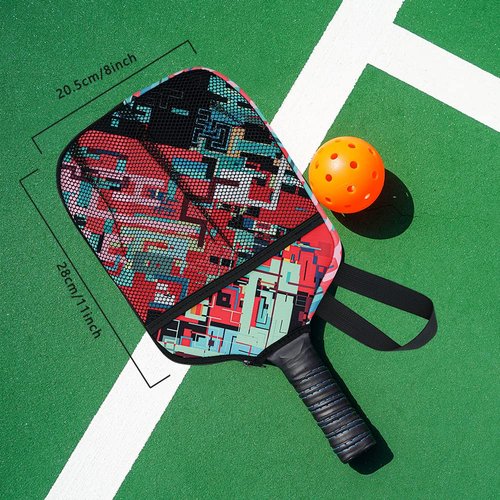 HEYSKAY Pack of 2 Pickleball Paddle Cover Pickleball Racket Sleeve Bag With Handle Strap Pickle-Ball Equipment Protective Paddle Sleeve with Mesh Pocket (Orange check print/Red check print)