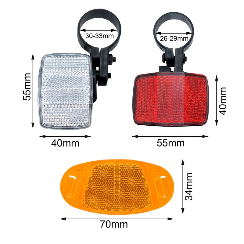 Juxiamal 6 PCS Bike Reflectors, Front and Rear Reflector Bracket Bicycle Wheel Spoke Reflector Accessories for Handlebar and Seat Post Bicycle Cycling Safety Warning