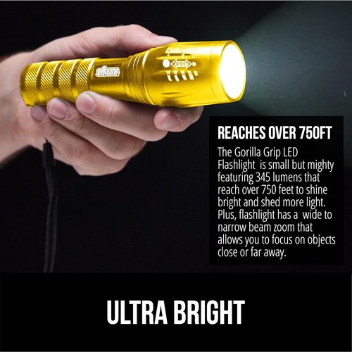 GORILLA GRIP LED Tactical Flashlight - 750 FT High Lumens, 5 Adjustable Modes, Water Resistant | 2 Pack Gold