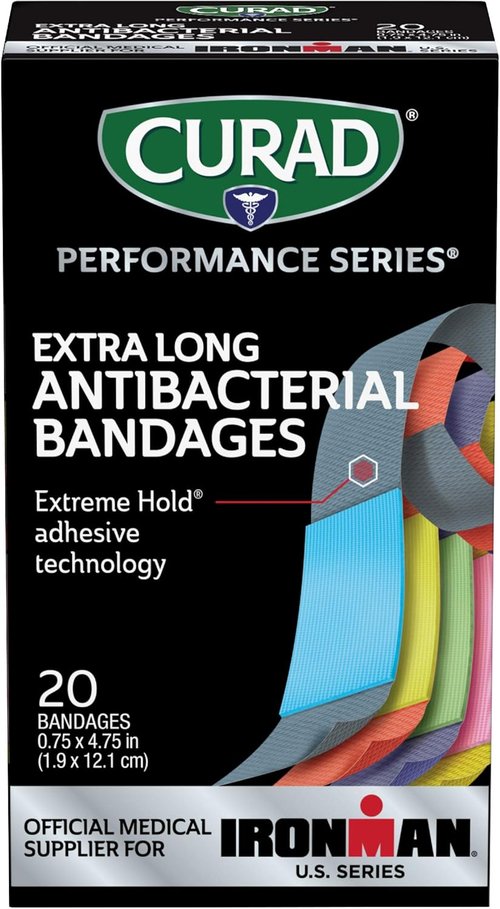 CURAD Performance Series Antibacterial Bandages - Extra Long Flexible Fabric for Cuts & Scrapes | 0.75" x 4.75", 480 Count