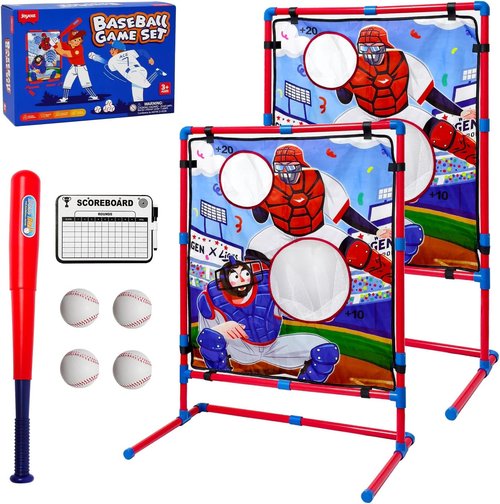 JoyCat Baseball Practice Equipment - Adjustable Height Target for Kids | T-Ball Bat & 4 Soft Balls
