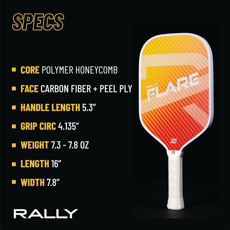 Rally Flare Graphite Pickleball Paddle – 2025 Version | Lightweight Design, Durable Polymer Core, Carbon Face, USAPA Approved (2025 Orange)