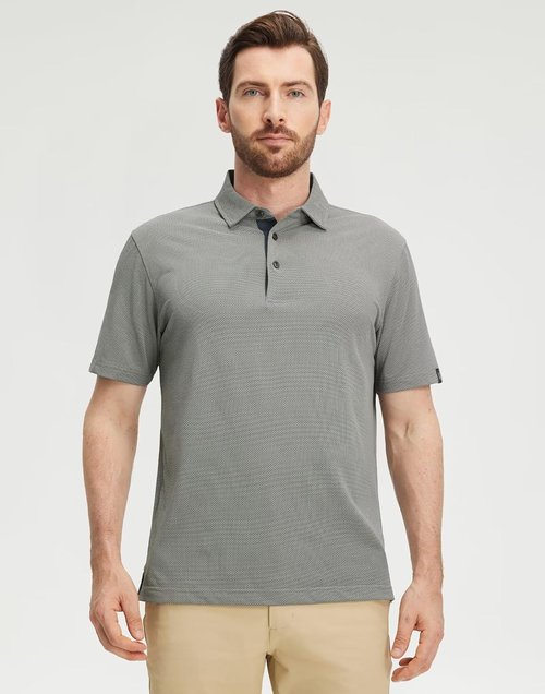 M MAELREG Men's Polo Shirt - Short Sleeve Performance Stretch Dry Fit Golf Polo in Jacquard Design