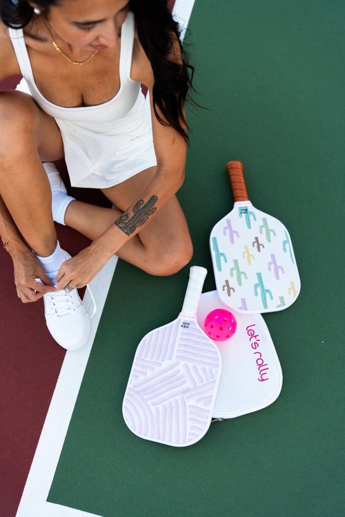 Let's Rally USAPA Approved Fiberglass Pickleball Paddle – Cute Pickleball Paddle for Women, Indoor & Outdoor Pickleball Rackets (Desert Oasis)