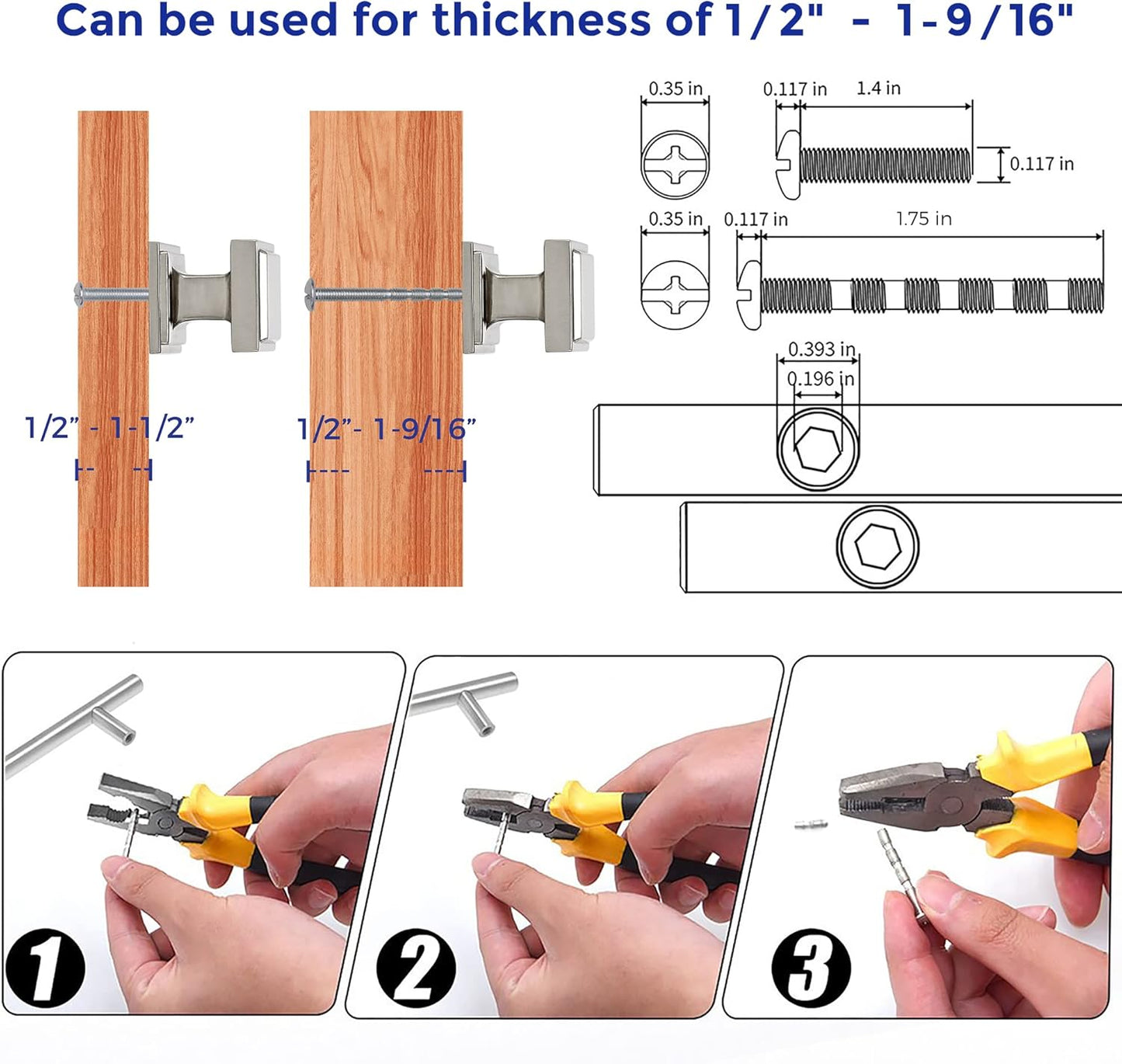 30 Pack Matte Black Square Kitchen Cabinet Knobs - Modern Zinc Drawer Pulls & Handles
