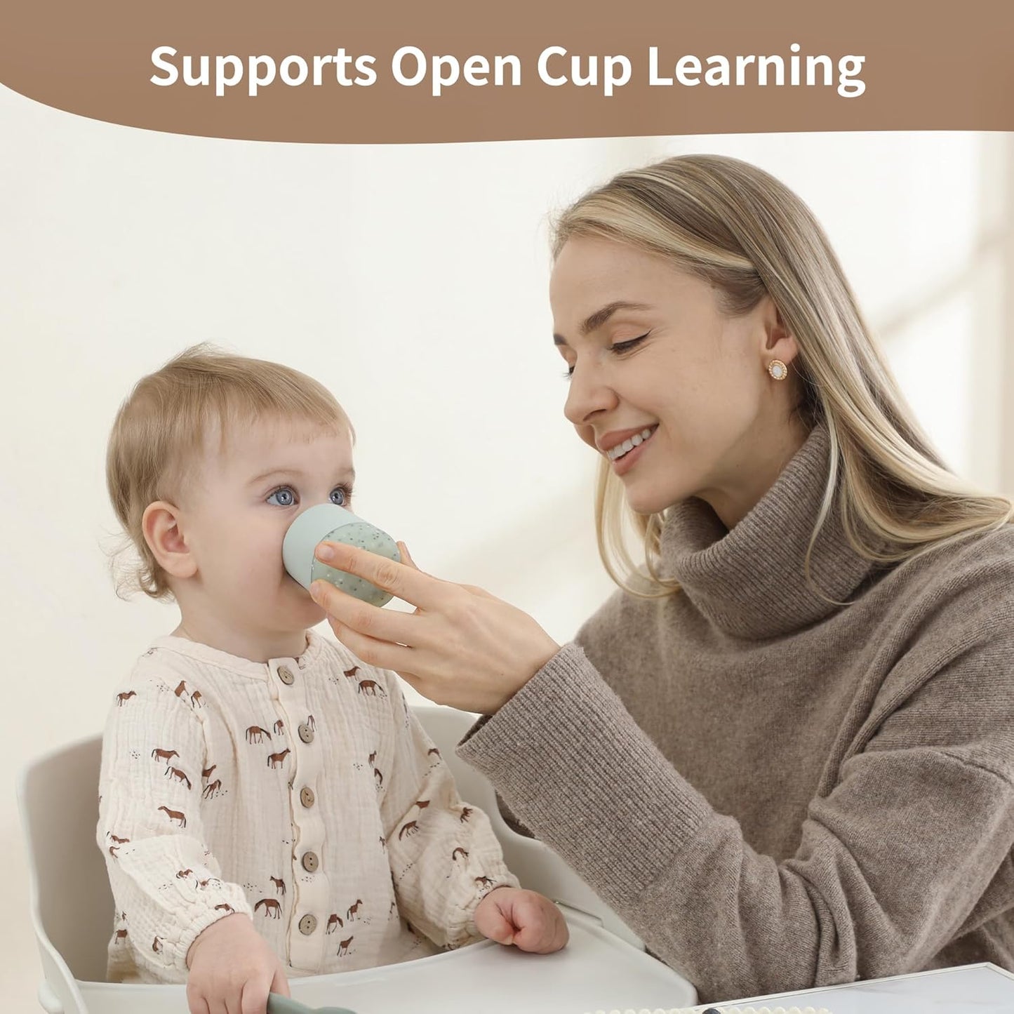 Moonkie Baby Training Cup Set - Essential Sippy Cups for Baby-Led Weaning | 2 Pack in Blush | 4 Months+