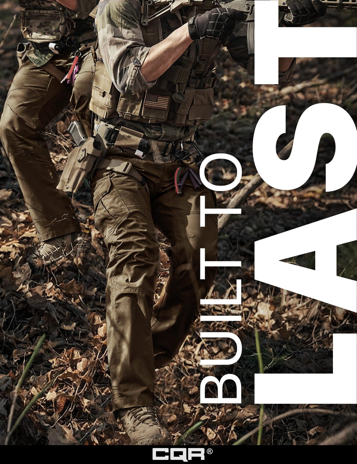 CQR Men's Tactical Pants, Water Resistant Ripstop Cargo Pants, Lightweight EDC Work Hiking Pants, Outdoor Apparel, Raider Tundra, 44W x 32L