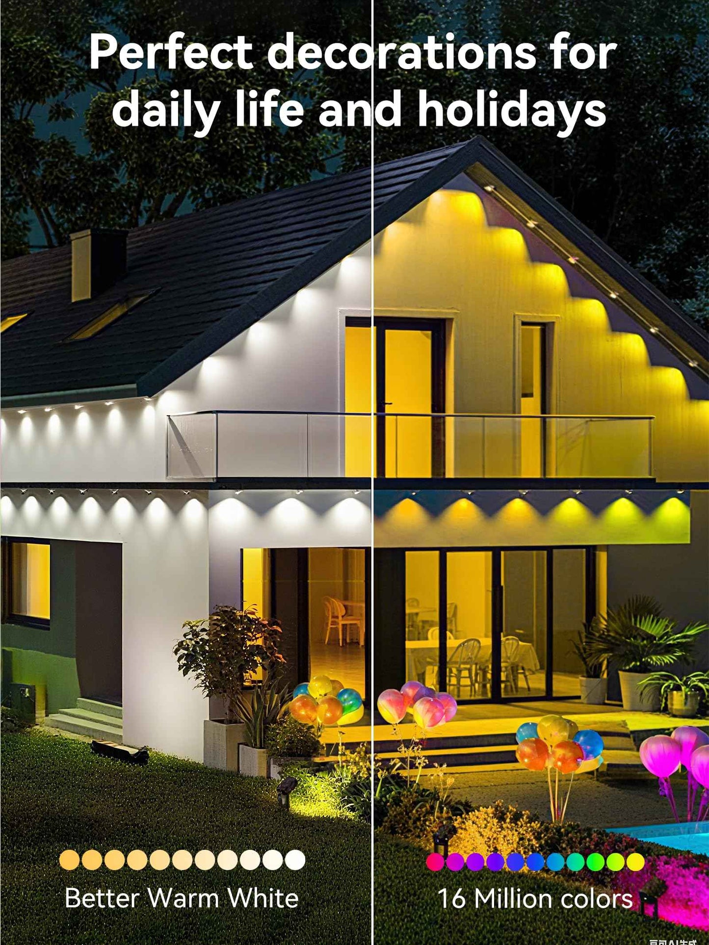 Permanent Outdoor Lights, 100FT RGB IP67 Waterproof Eaves Lighting, Smart LED Outside House Lights with App/Remote Control for Halloween, Christmas Decor, Holiday, Party, Daily, All Year-Round