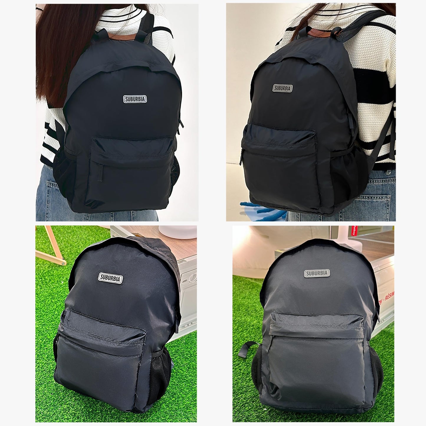 SUBURBIA Travel Backpack for Women Men - Lightweight Foldable Backpack, 18L Small Packable Hiking Backpack, Water Resistant Daypack for Camping, Weenkend, Casual, Dark Grey