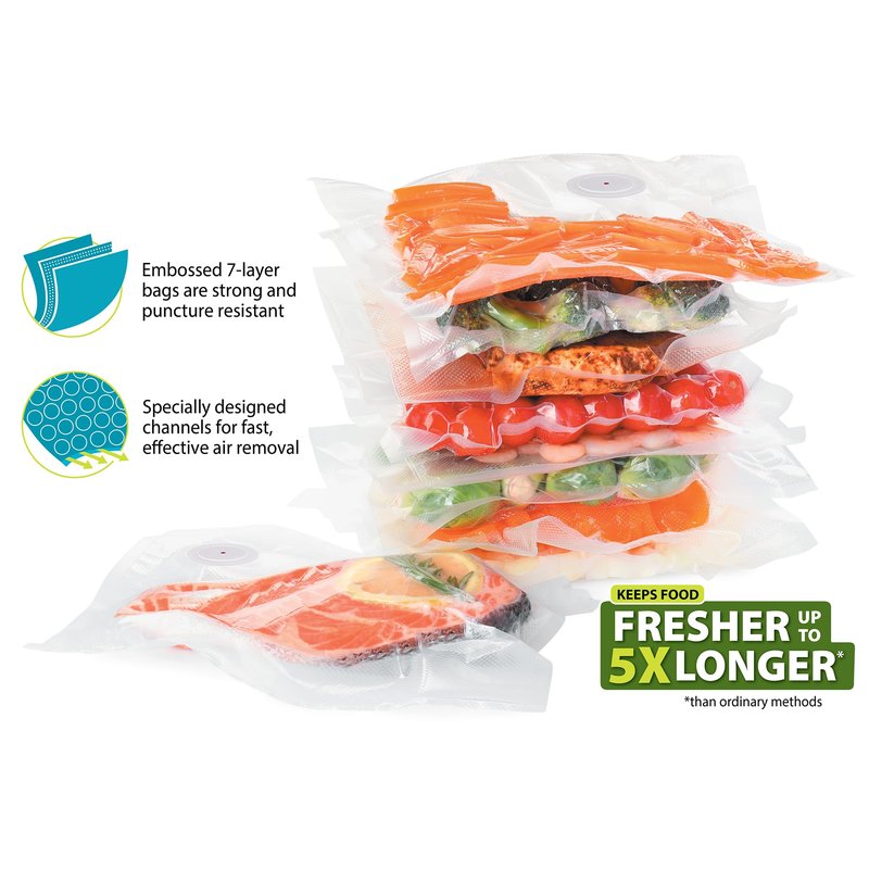 Presto 09513 FreshDaddy Vacuum Zipper Bags with Ports, Quart-Size