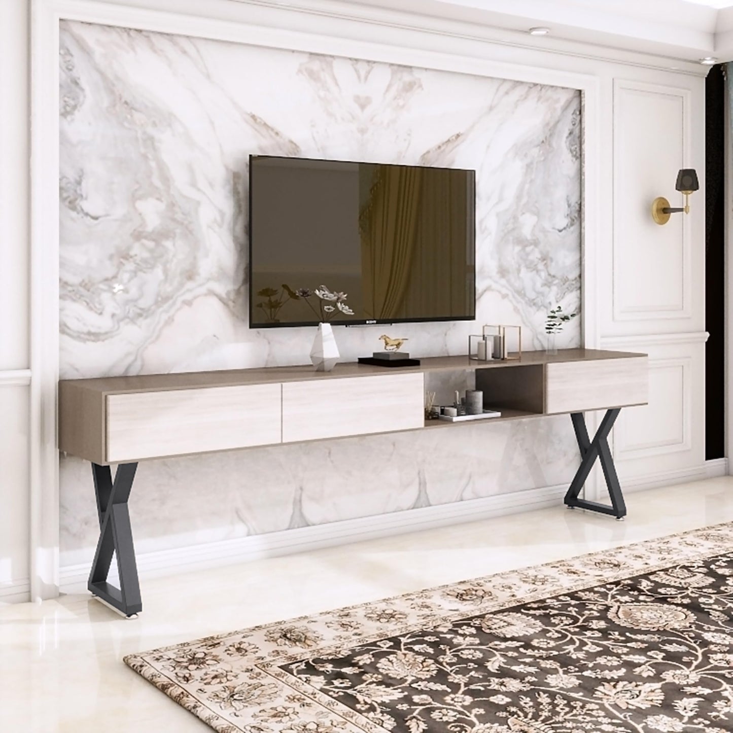 Rioychan 24 Inch Metal Table Desk Legs, Industrial Style Home DIY Project for Furniture,Nightstand,Coffee/End/Side Table Legs with Adjustable Floor Protector, Black (H24” x W14.2”, 2Pcs)