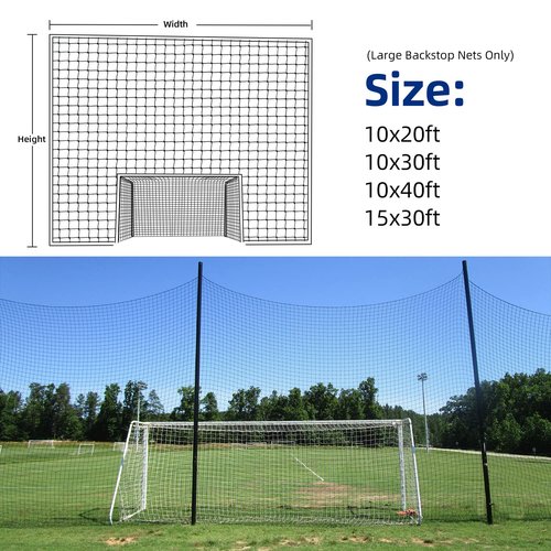 Wiseek Soccer Backstop Net, 10x10ft High Impact Soccer Barrier Net, Nylon Sport Netting Barrier Soccer Netting, Soccer Rebounder Behind Goal(Installation Rope Included), Black