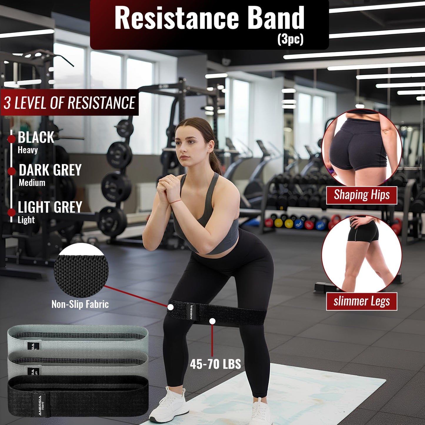 ANERSIA 10 in 1 Barbell Pad Set Black for Squats & Hip Thrust – Barbell Pad with Resistance Bands, Lifting Straps, Ankle Straps & Barbell Clamps – Weightlifting Accessories Kit for Home Gym