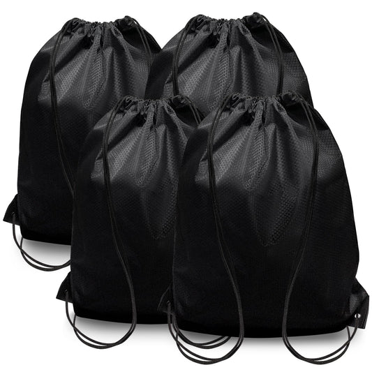 HIIXHC 4-Pack Black Drawstring Backpacks, Cinch Bag, Lightweight & Washable Sackpack, Perfect for Gym, Sports, Travel - Men & Women,X-Large 22.4"x17.5" (4, Black)