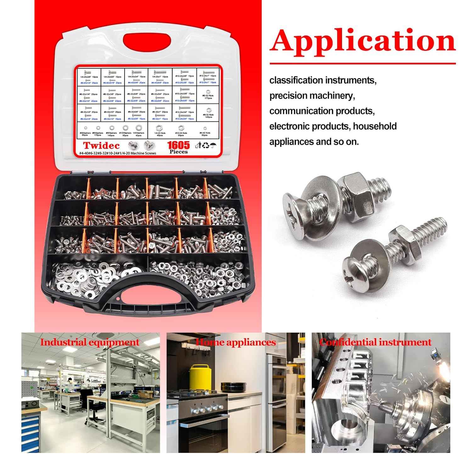 2002PCS Stainless Steel Hardware Assortment Kit - Metric & SAE Screws, Nuts, Bolts & Washers with Organizer Box