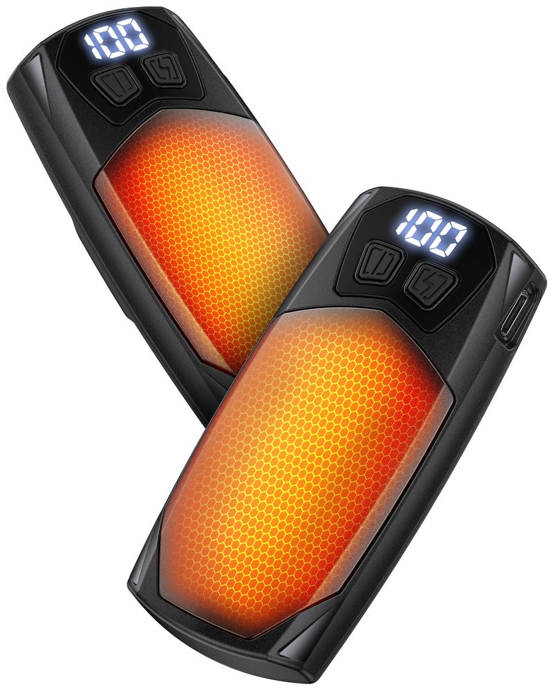 Kesguar Hand Warmers Rechargeable 2 Pack - 6000mAh Electric AI Handwarmers, LED Display & 5-Level Heating, 20Hrs Long Lasting, 2-in-1 Portable Heater, Gifts for Valentine's Day/Golf/Hunting