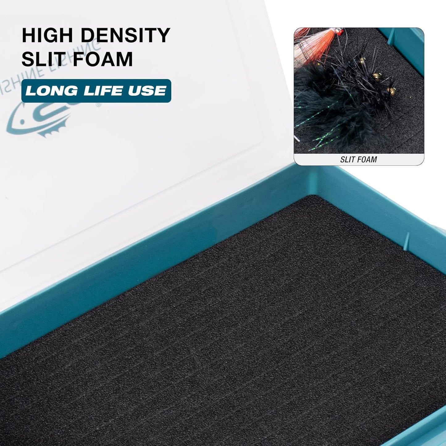 SF Fishing Tackle Box - 3600 Slit Foam Case for Hooks & Jigs - Durable Plastic Storage Tray, 1 Pack