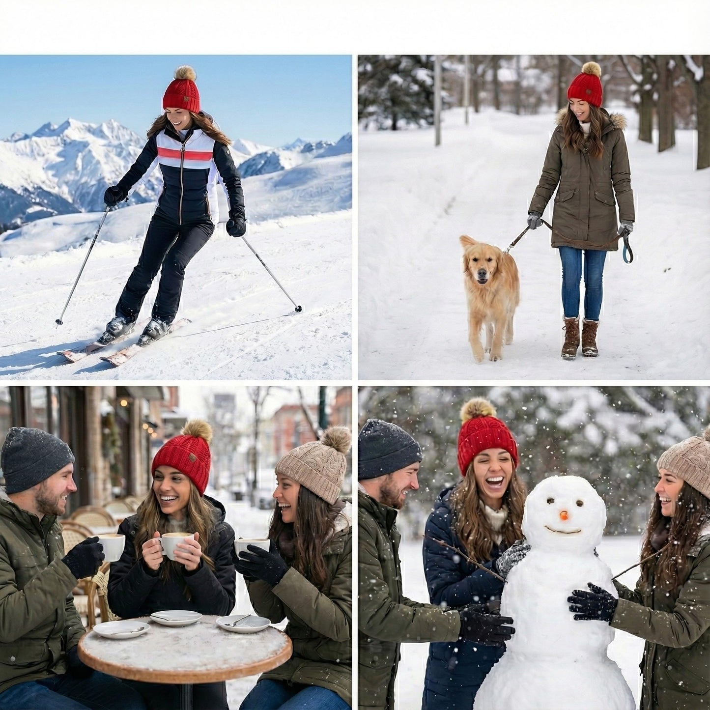 C.C Beanie Women’s Cozy Chenille Pom-Pom Hat — Warm Fashionable Ski-Style Winter Beanie (Beige)
