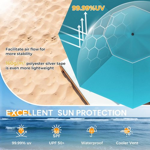 HOMEDEMO 7FT Portable Beach Umbrella - Lightweight Sun Protection for Outdoor Events